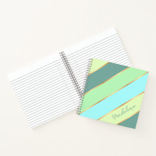 Custom Minze Green Aquamarin Türkis Blue Gold Stre Notizbuch