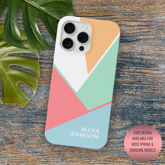 Custom Minze Green Light Blue Blush Pink Block Art iPhone Hülle (Von Creator hochgeladen)