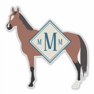 Custom Mit Monogramm Bay Akhal Teke Horse Silhouet Aufkleber