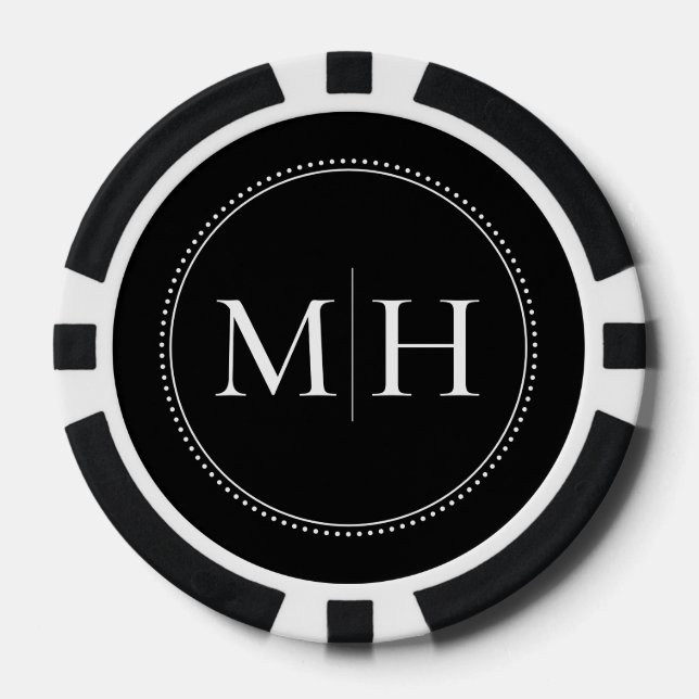 Custom Mit Monogramm Black Wedding Pokerchips (Vorderseite)