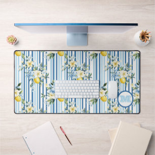 Custom Mit Monogramm Floral Lemon Desk Mat Schreibtischunterlage