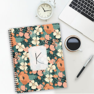 Custom Mit Monogramm Floral Notizbuch