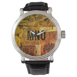 Custom Mit Monogramm Gold Patchwork Armbanduhr