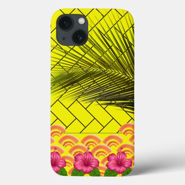 Custom Mit Monogramm iPhone 13 Case - Gelb (Rückseite)