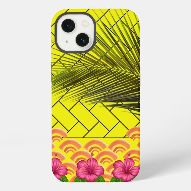 Custom Mit Monogramm iPhone 13 Case - Gelb Hülle (Rückseite)