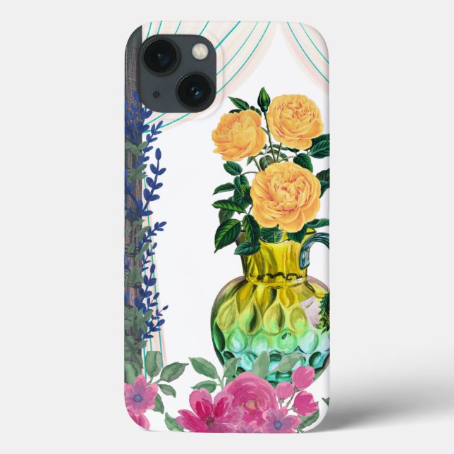 Custom Mit Monogramm iPhone 13 Fall, Floral Fall. Case-Mate iPhone Hülle (Rückseite)