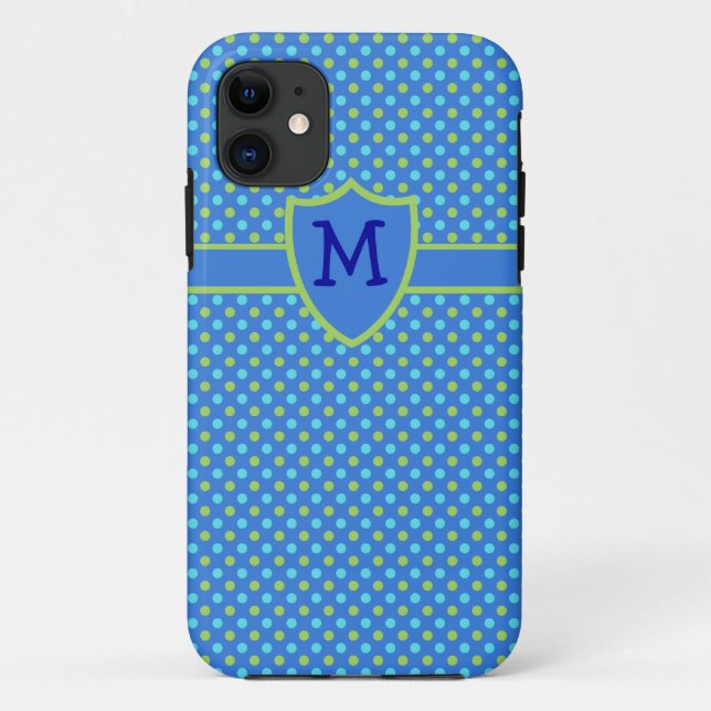 Custom Mit Monogramm iPhone 5s Fall Blue Polka Dot Case-Mate iPhone Hülle (Rückseite)