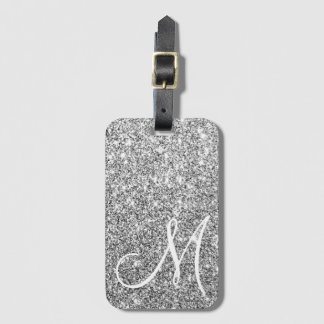 Custom Mit Monogramm Luxe Silver Glitzer Gepäckmar Gepäckanhänger
