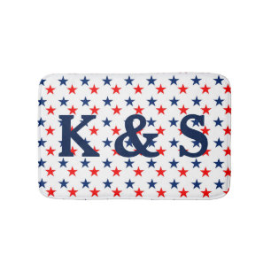 Custom Mit Monogramm Patriotic Red and Blue Stars Badematte