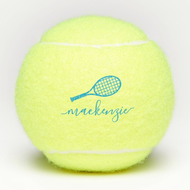Custom Mit Monogramm Tennis Ball Bright Blue (Vorderseite)