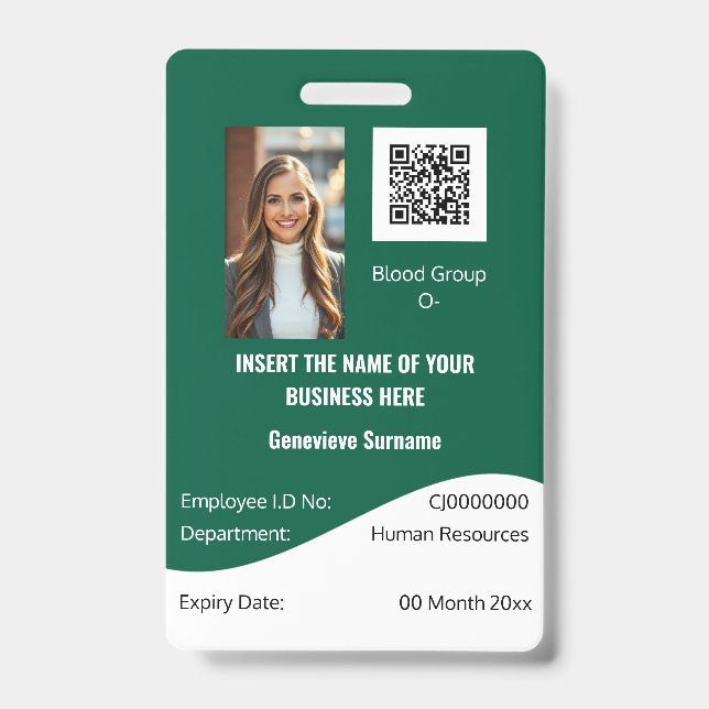 CUSTOM Mitarbeiter ID Karte modern grün Ausweis (Vorderseite)