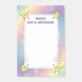 Custom Mitzvah Notes Rainbow Confetti Stars Post-it Klebezettel