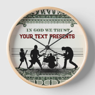 Custom Moden Band Money Wall Art Uhr