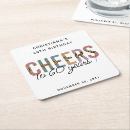 Custom Modern 60. Geburtstag Leopard Typografie Rechteckiger Pappuntersetzer