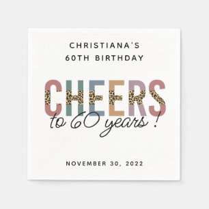 Custom Modern 60. Geburtstag Leopard Typografie Serviette