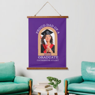 Custom Modern Arch Foto stolz Papa Abschluss Wandteppich Mit Holzrahmen
