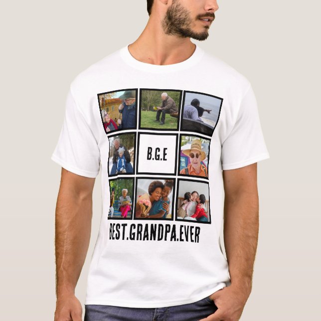 Custom Modern Best Opa je 8 FotoCollage T-Shirt (Vorderseite)