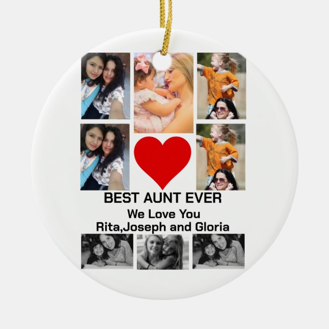Custom Modern Best Tante je 8 Foto Collage Keramik Ornament (Vorne)