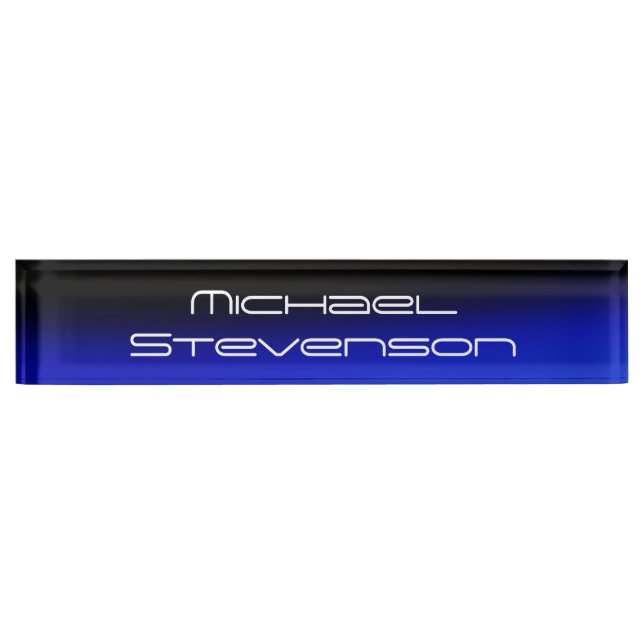 Custom Modern Black Blue Business Namensplakette (Vorderseite)