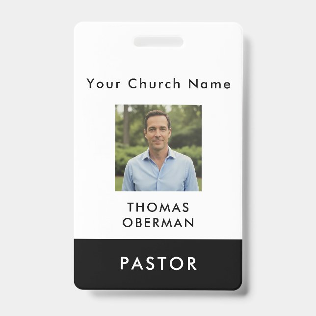 Custom Modern Black Church Pastor Photo ID Ausweis (Vorderseite)