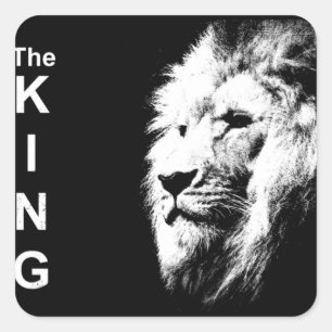 Custom Modern Black & White Pop Art Lion Head Quadratischer Aufkleber