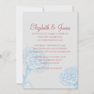 Custom Modern Blue and Red Wedding Einladungen