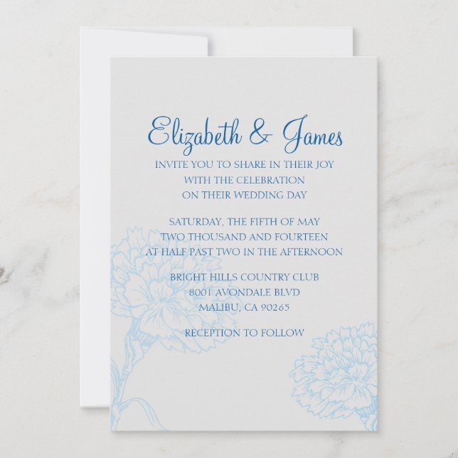 Custom Modern Blue and White Wedding Einladungen (Vorderseite)