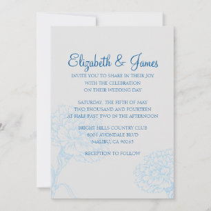 Custom Modern Blue and White Wedding Einladungen