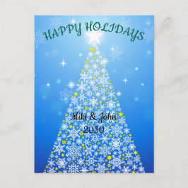 Custom Modern Blue Christmas Holiday Postcard Feiertagspostkarte