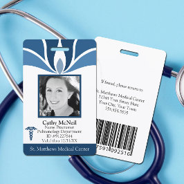 Custom Modern Blue Hospital Mitarbeiter Medical ID Ausweis