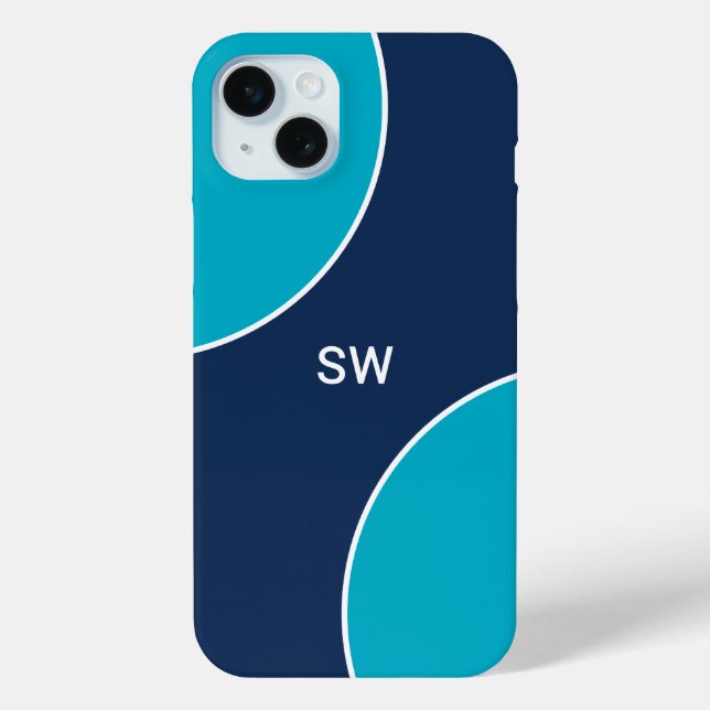 Custom Modern Blue Minimalist Case-Mate iPhone Hülle (Rückseite)