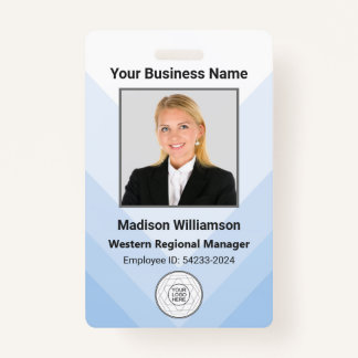 Custom Modern Blue White Business Employee Foto Ausweis