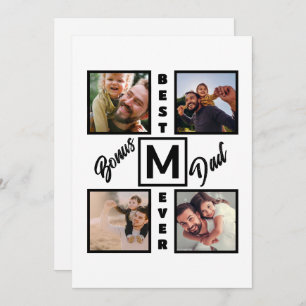 Custom Modern Bonus Vater Stepdad 4 Foto Collage Feiertagskarte