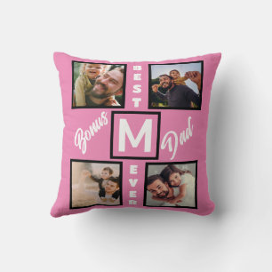 Custom Modern Bonus Vater Stepdad 4 Foto Collage Kissen