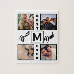 Custom Modern Bonus Vater Stepdad 4 Foto Collage Puzzle