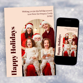 Custom Modern Christmas Blush Peach Foto Arch Feiertagskarte