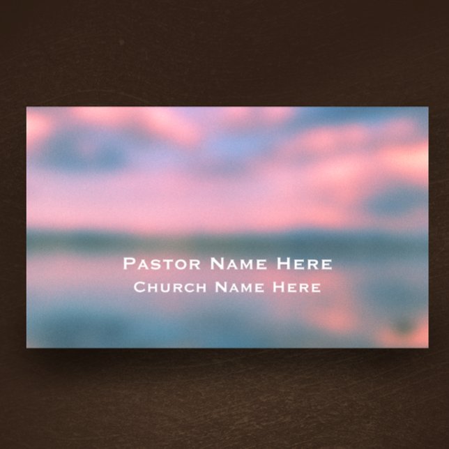 Custom Modern Cooler Lake Christlich Church Pasta Visitenkarte (Personalize this original nature photograph for a unique business card. Sunset sky and lake blurred
)