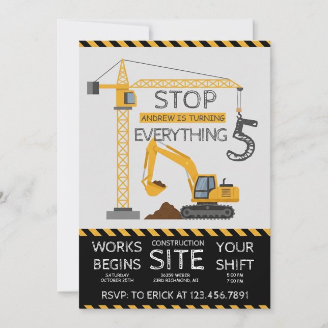 Custom Modern Dump Truck birthday party Einladung (Vorderseite)