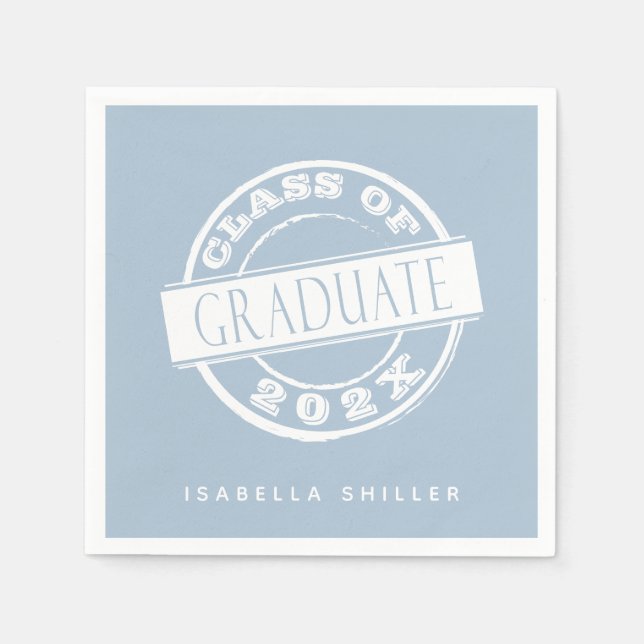 Custom Modern Dusty Blue Graduate Serviette (Vorderseite)