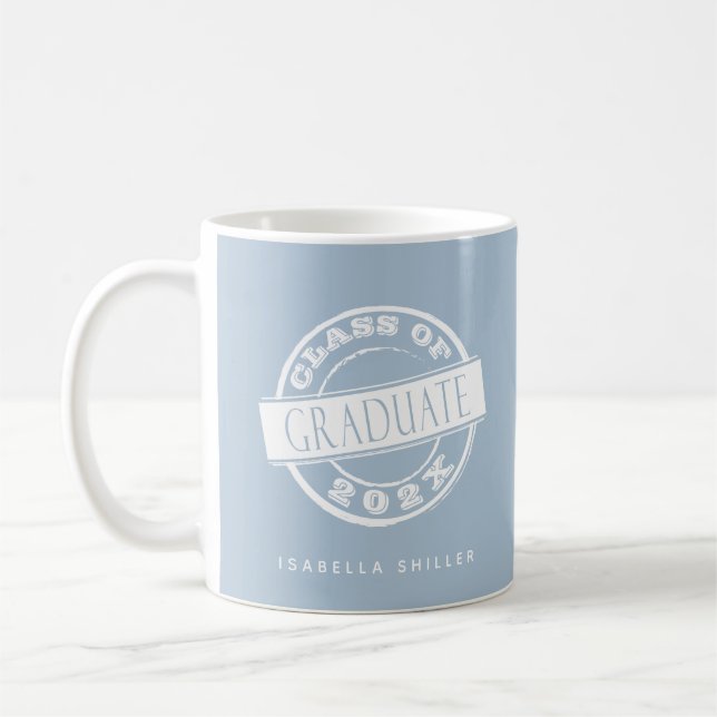 Custom Modern Dusty Blue Kaffeetasse (Links)