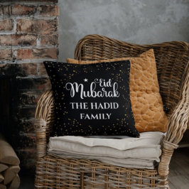 Custom Modern Eid Mubarak Black Eid Throw Kissen