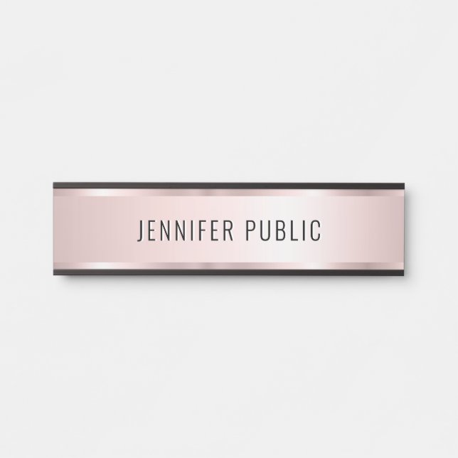 Custom Modern Elegant Template Luxury Rose Gold Türschild (Vorderseite )
