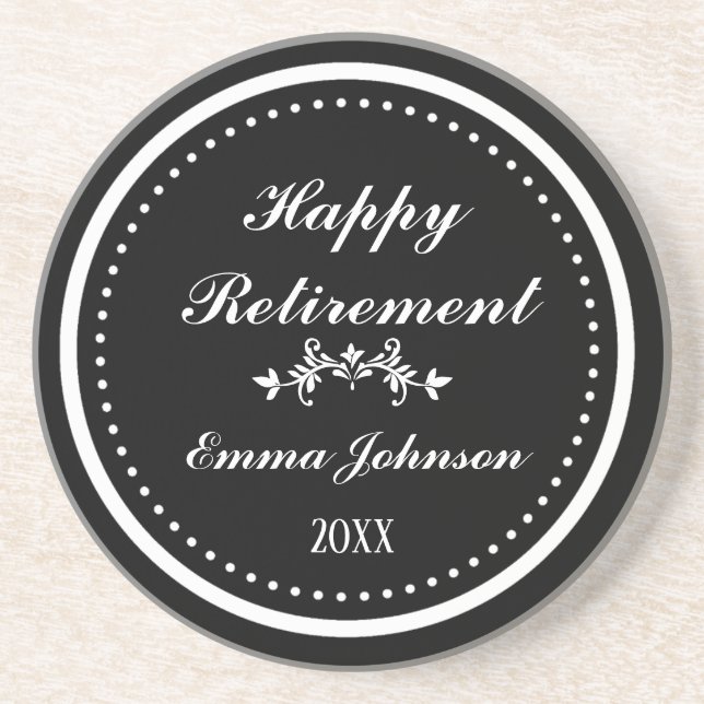 Custom Modern Elegante Black&White Happy Rentireme Getränkeuntersetzer (Vorne)