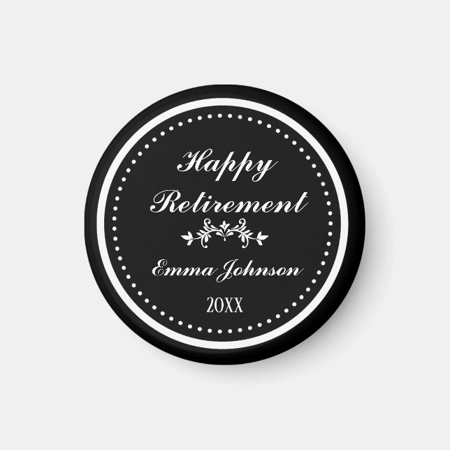 Custom Modern Elegante Black&White Happy Rentireme Magnet (Vorne)