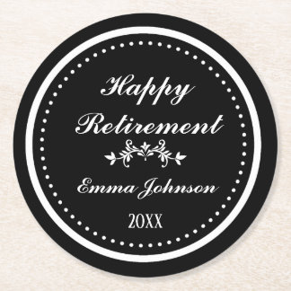 Custom Modern Elegante Black&White Happy Rentireme Runder Pappuntersetzer