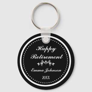 Custom Modern Elegante Black&White Happy Rentireme Schlüsselanhänger