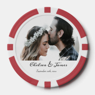 Custom Modern Elegante Foto Kalligraphie Script Pokerchips