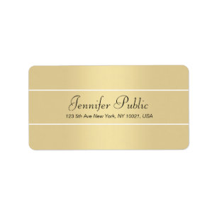 Custom Modern Elegante Gold Weißer Script Name Adressaufkleber