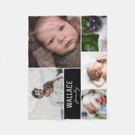 Custom Modern Family Foto Collage mit Nachname Fleecedecke