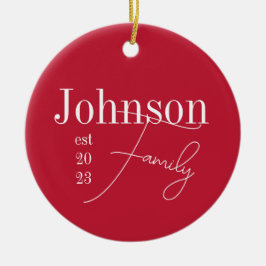 Custom Modern Family Name Weihnachten Keramik Ornament